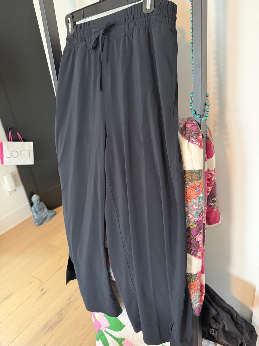 CRZ YOGA Black Wide-Leg Drawstring Pants